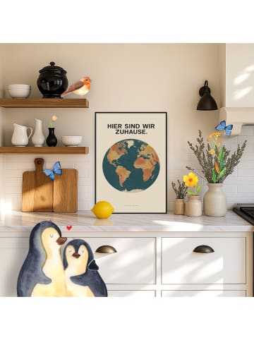 Mr. & Mrs. Panda Wandbild Erde modern Design mit Spruch in Weiß