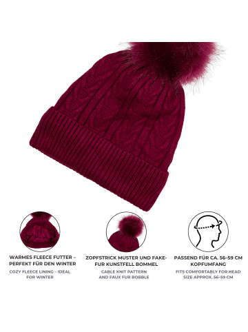 styleBREAKER Feinstrick Bommelmütze in Hellgrau