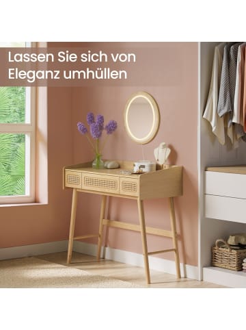 SONGMICS HOME Schminktisch Ellan in Eichenbeige - (B)90 x (H)82 x (T)43 cm