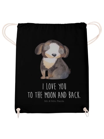 Mr. & Mrs. Panda Sportbeutel Hund Entspannen mit Spruch in Schwarz