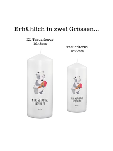 Mr. & Mrs. Panda Kondolenzkerze Panda Anteilnahme mit Spruch in Weiß