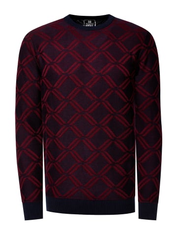 Rusty Neal Feinstrick mit Karo-Muster Rundhals-Pullover in Marine / Weinrot