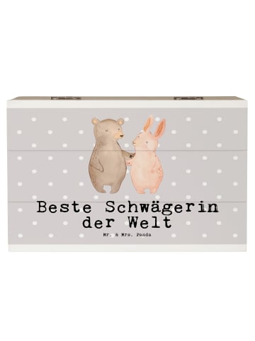 Mr. & Mrs. Panda Holzkiste Hase Beste Schwägerin der Welt mit Sp... in Grau Pastell