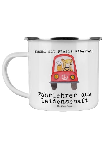 Mr. & Mrs. Panda Camping Emaille Tasse Fahrlehrer Leidenschaft m... in Weiß