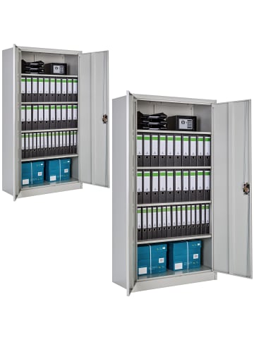tectake Aktenschrank  180 x 90 x 40 cm, grau