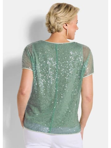 GOLDNER Kurzgröße:  Paillettenbluse Schlupfbluse in schimmerndem Design in salbei