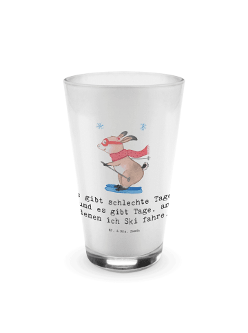 Mr. & Mrs. Panda Wasserglas Hase Skifahren mit Spruch in Transparent