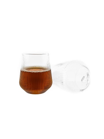 Mulex Gläser Trinkgläser Set geriffeltt 430ml in Transparent