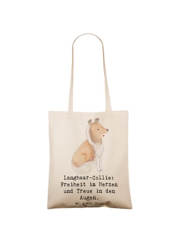 Mr. & Mrs. Panda Shopper Langhaar Collie Treue mit Spruch in Creme