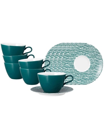 Seltmann Weiden 6er Set Milchkaffeetassen mit Untertassen Life Fashion 370 ml in Trendy Petrol