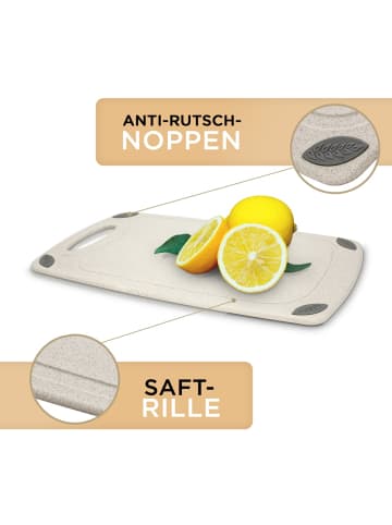 Exitoso EXITOSO Schneidebrett aus PP-Material & Weizenstroh - mit Saftrille & Griff