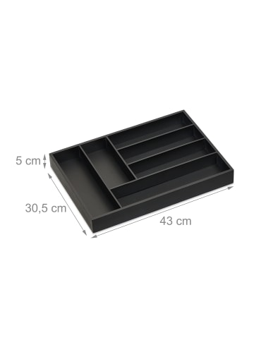 relaxdays Besteckkasten in Schwarz - (B)43 x (H)5 x (T)30,5 cm