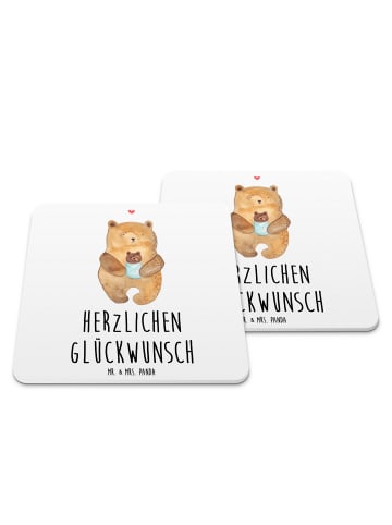 Mr. & Mrs. Panda Tassenuntersetzer Bär Baby mit Spruch in Weiß