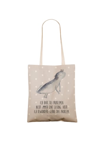 Mr. & Mrs. Panda Shopping Bag Axolotl Schwimmen mit Spruch in Grau Pastell
