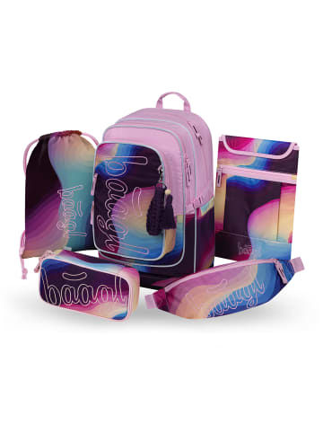 BAAGL 5-tlg. Set: Schulrucksack Cubic in Rosa Lyra