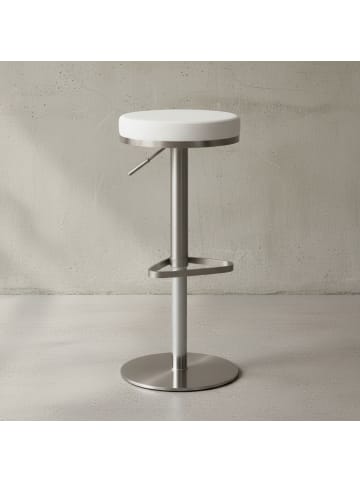 KADIMA DESIGN Barhocker WL1.294 Edelstahl höhenverstellbare Sitzhöhe 57 - 82 in Weiß