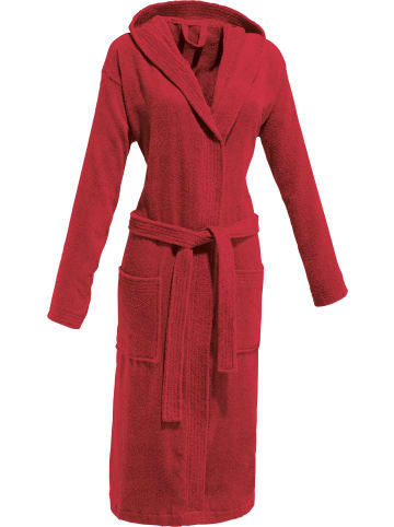 REDBEST Frottier Unisex-Bademantel mit Kapuze Chicago in rot