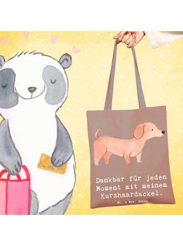 Mr. & Mrs. Panda Tote Bag Dackel Kurzhaardackel Moment mit Spruch in Braun Pastell