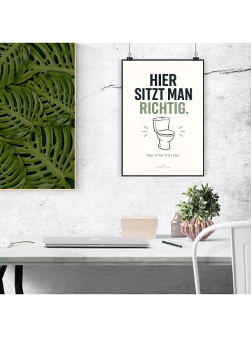 Poster Toilette minimalistisch Design mit Spruch in Weiß
