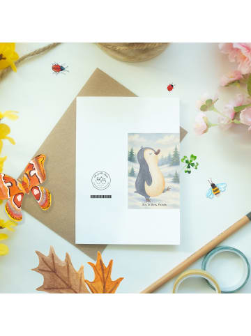 Mr. & Mrs. Panda Babykarte Pinguin mHerzieren Design ohne Spruch in Weiß