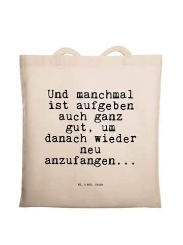 Mr. & Mrs. Panda Uni Tasche Und manchmal ist aufgeben... mit Spruch in Creme