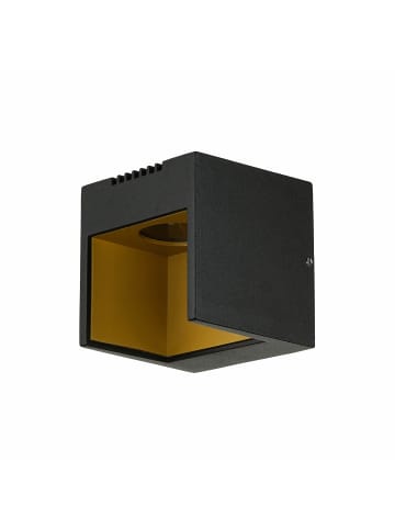Licht-Erlebnisse Außen Wandlampe EEK G (B)9 x (H)9 cm in Schwarz Gold