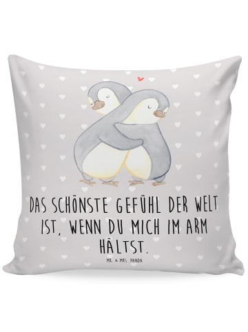 Mr. & Mrs. Panda 40x40 Kissen Pinguine Kuscheln mit Spruch in Grau Pastell