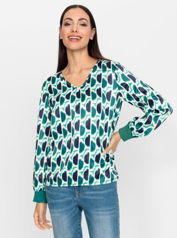Heine Druckbluse in grün-marine-bedruckt