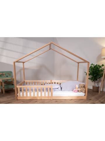 tiSsi tiSsi® Bodenbett / Hausbett ENNO 90x200 cm Buche natur inkl. opt. Dach
