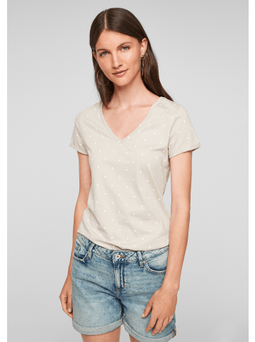 QS T-Shirt kurzarm in Beige