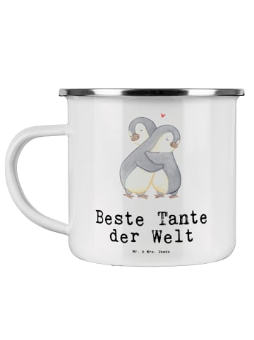 Mr. & Mrs. Panda Camping Emaille Tasse Pinguin Beste Tante der W... in Weiß