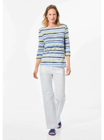 GOLDNER Pflegeleichtes Shirt in Ringeloptik in marine / hellgrün / blau / geringelt