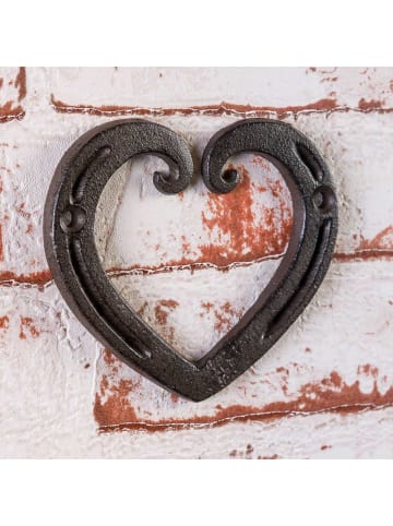 AltoBelli Deko Hufeisen FELICITA in Herz Form Antik Rost Braun 10x11 cm