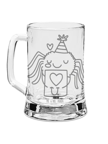 Mr. & Mrs. Panda Gravur Bierkrug Spinne Agathe Brief ohne Spruch in Transparent