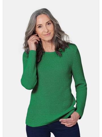 GOLDNER Figurschmeichelnder Pullover aus reiner Baumwolle in grün