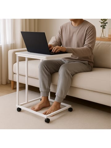 relaxdays Beistelltisch in Weiß - (B)50 x (H)68 x (T)35 cm