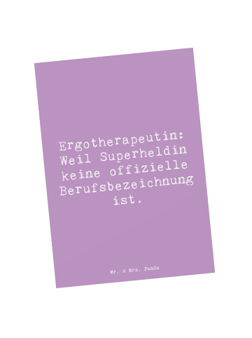 Mr. & Mrs. Panda Grußkarte Spruch Ergotherapeutin Superheldin mi... in Lavendeltraum