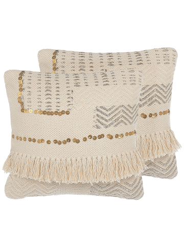 Beliani 2er-Set Dekokissen VAYALI in Beige