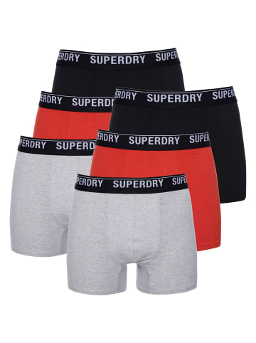 Superdry Boxershort 6er Pack in Schwarz/Grau/Orange