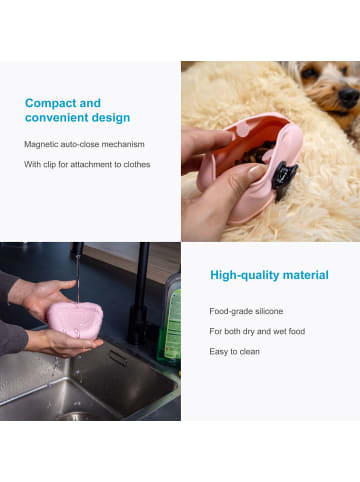 Intirilife Leckerlibeutel für Hunde aus Silikon 13 x 5 x 10.5 cm in 1x Rosa