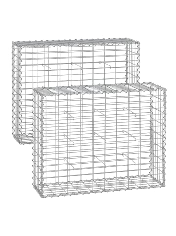 SONGMICS 2er-Set: Gabione in Silbern - (B)100 x (H)80 x (T)30 cm