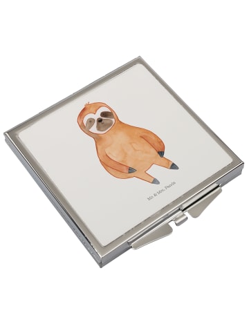 Mr. & Mrs. Panda Kosmetikspiegel Faultier Zufrieden ohne Spruch in Weiß