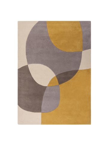 KADIMA DESIGN Eleganter Wohnzimmer-Teppich aus 100% Wolle in Gelb-Beige