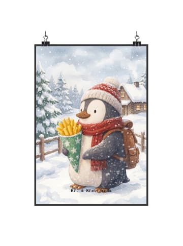 Mr. & Mrs. Panda Artprint Pinguin Winter Pommes Design ohne Spruch in Weiß