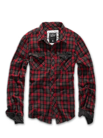 Brandit Hemd "Duncan Check Shirt Long Sleeve" in Rot
