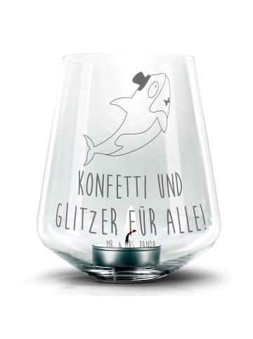 Mr. & Mrs. Panda Graviertes Windlicht Orca Zylinder mit Spruch in Transparent