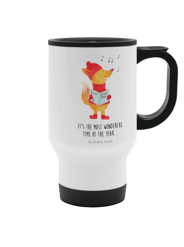 Mr. & Mrs. Panda Becher Fuchs Sänger mit Spruch in Weiß