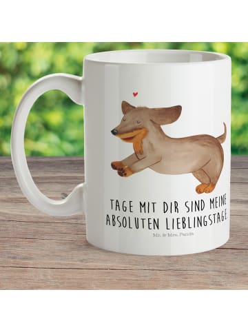 Mr. & Mrs. Panda Pott Hund Dackel mit Spruch in Weiß