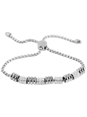 Adeliás Damen Armband – Armreif aus Edelstahl mit Strass Steinchen 24 cm in silber