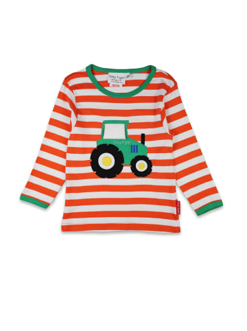 Toby Tiger Langarmshirt mit Traktor Applikation in orange